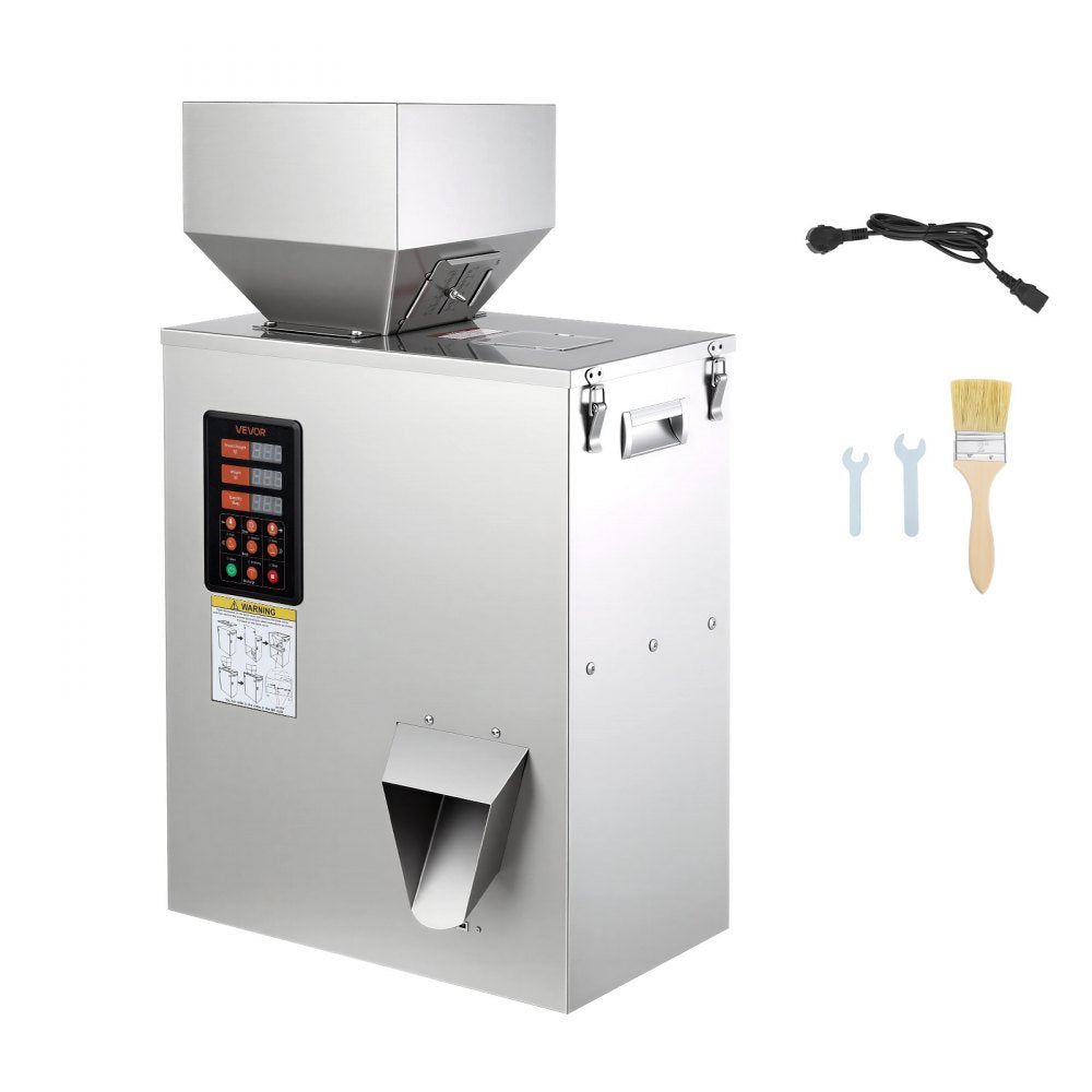 VEVOR Powder Filling Machine, 10-500g (0.02-1.1lbs) Automatic Particle Dispenser, High Accuracy, Stainless Steel, Intelligent Weighing Dispensing Filler for Coffee Beans, Grains, Tea, Spices, Silver