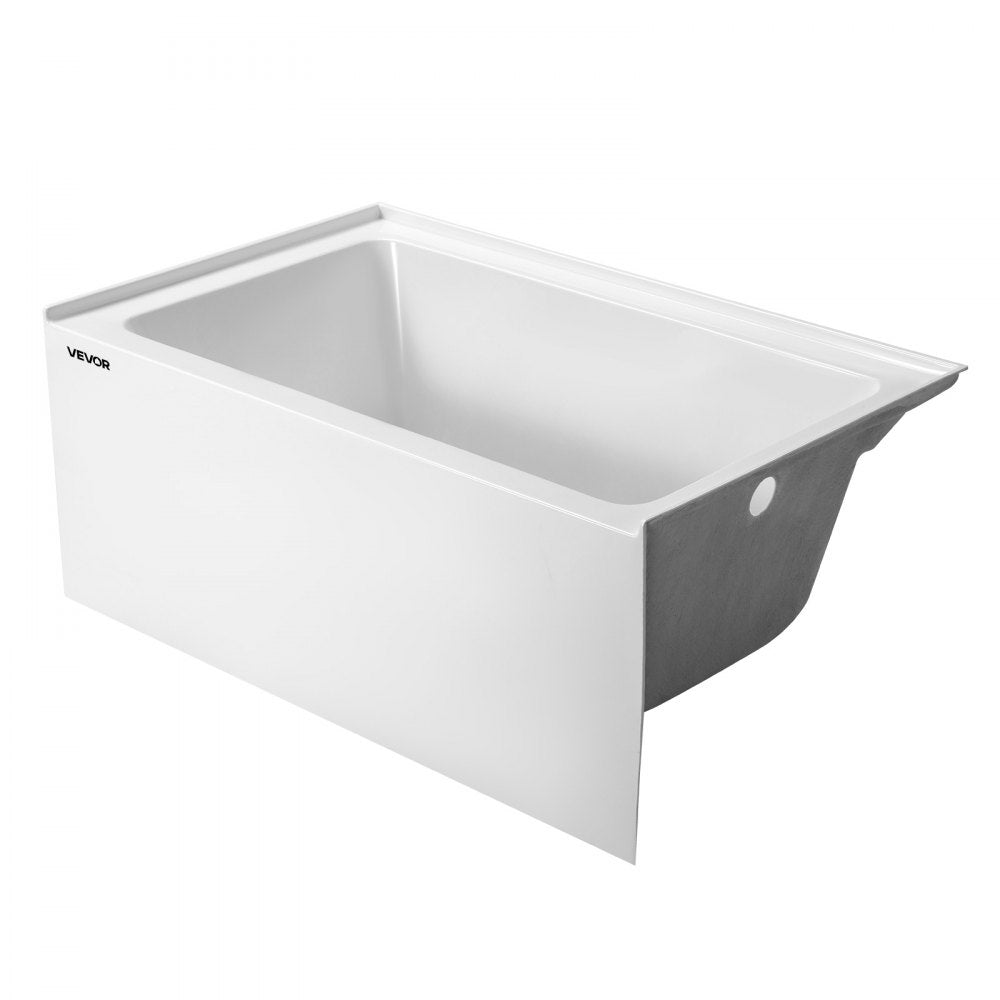 VEVOR Alcove Bathtub, 48" x 30" Contemporary Alcove Acrylic Bathtub, Soaking Bath Tub with Right Hand Drain and Overflow Hole, Large Rectangular Deep Soak Tub for Bathroom with Integral Flange, White