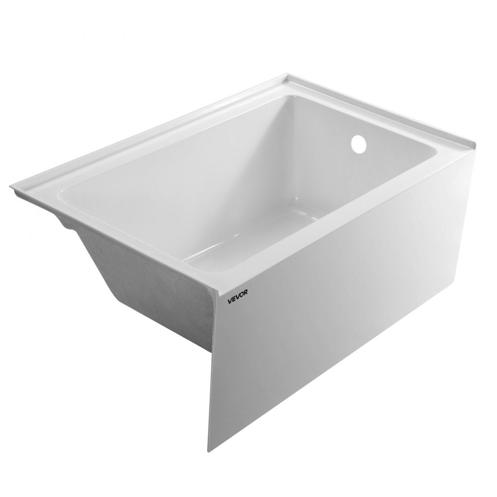 VEVOR Alcove Bathtub, 48" x 30" Contemporary Alcove Acrylic Bathtub, Soaking Bath Tub with Right Hand Drain and Overflow Hole, Large Rectangular Deep Soak Tub for Bathroom with Integral Flange, White