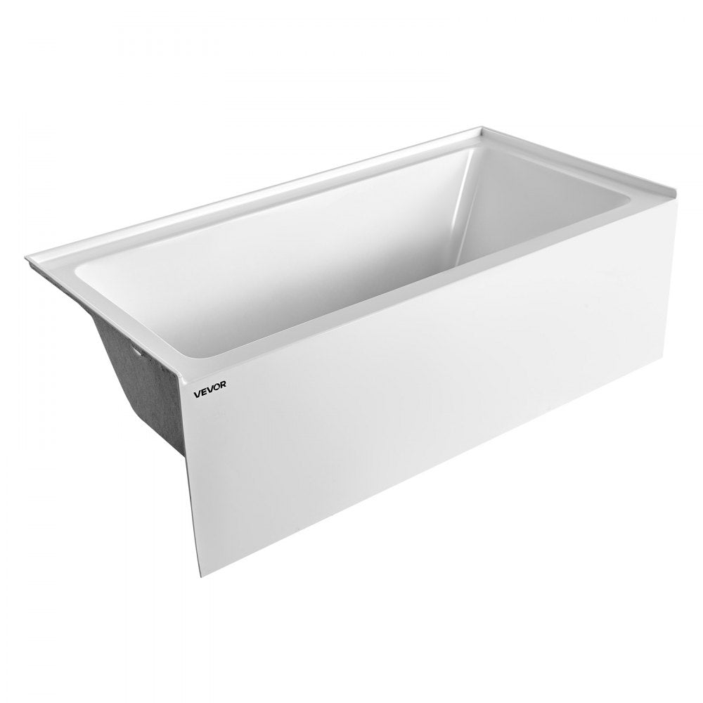 VEVOR Alcove Bathtub, 60" x 30" Contemporary Alcove Acrylic Bathtub, Soaking Bath Tub with Left Hand Drain and Overflow Hole, Large Rectangular Deep Soak Tub for Bathroom with Integral Flange, White