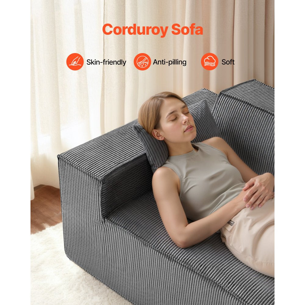 VEVOR 63-inch corduroy loveseat sofa - corduroy fabric feature (skin-friendly, anti-pilling, soft)