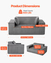 VEVOR loveseat sofa dimensions diagram - 63.0 x 37.0 x 28.3 in, 600 lb capacity, seat height/depth and other measurements