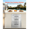 VEVOR Outdoor Kitchen Drawers, 21"W x 22"H x 14"D, 3-Tier Storage Access, for BBQ Island Storage, Patio Bars and Grill Station, with Handle, Built-In BBQ Island Drawers Organize Cookware Accessories