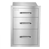 VEVOR Outdoor Kitchen Drawers, 21"W x 22"H x 14"D, 3-Tier Storage Access, for BBQ Island Storage, Patio Bars and Grill Station, with Handle, Built-In BBQ Island Drawers Organize Cookware Accessories