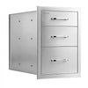 VEVOR Outdoor Kitchen Drawers, 21"W x 22"H x 14"D, 3-Tier Storage Access, for BBQ Island Storage, Patio Bars and Grill Station, with Handle, Built-In BBQ Island Drawers Organize Cookware Accessories
