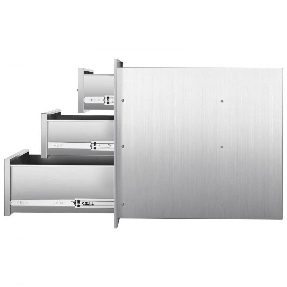 VEVOR Outdoor Kitchen Drawers 18.11"W x 23.23"D x 23.23"H, Triple-Access Stainless Steel BBQ Drawers with Handles, BBQ Island Drawer for Outdoor Kitchens or Barbeque Island Patio Grill Station