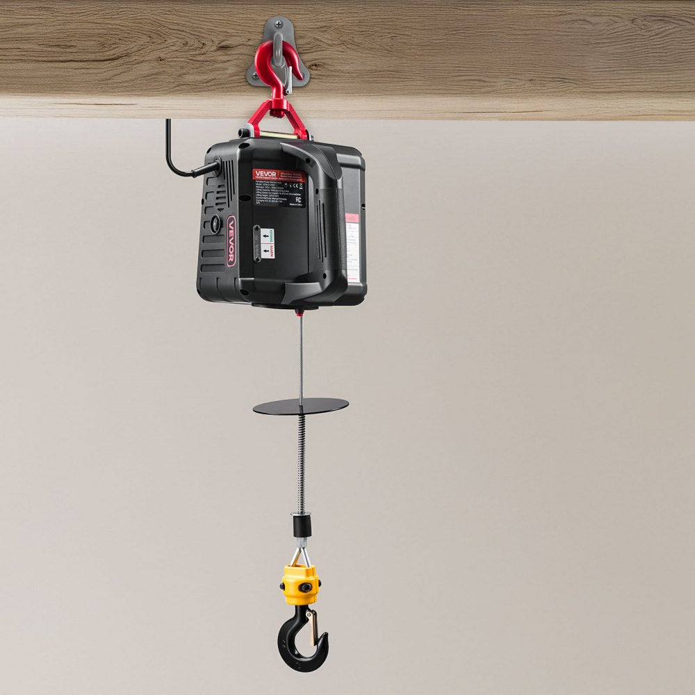 VEVOR 2-in-1 Electric Hoist Winch, 1100 lbs Capacity, 1500W Portable Power Winch Crane, 25 ft Lifting Height, 16.4 ft/min with Manual and Wireless Remote Control for Factory, Warehouss, Garage