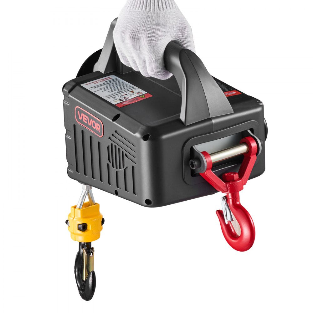 VEVOR 2-in-1 Electric Hoist Winch, 1100 lbs Capacity, 1500W Portable Power Winch Crane, 25 ft Lifting Height, 16.4 ft/min with Manual and Wired Remote Control for Factory, Warehouss, Garage