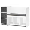 VEVOR Kids Reading Nook Bench, Toddler Bookshelf and Bookcase with Detachable Seat Cushion, 6-Cubby Storage Organizer Bench with 3 Drawers, Ideal for Playroom, Bedroom, Living Room or Entryway, White
