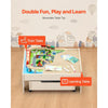 VEVOR Train Table, 100 Multicolor Pieces Wooden Kids Activity Table with Rolling Storage Drawer, 3-in-1 Wooden Train Set for Gaming, Drawing, Reading, Eating, Creative Toy Set for Kids Ages 3+