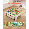 VEVOR Train Table, 100 Multicolor Pieces Wooden Kids Activity Table with Rolling Storage Drawer, 3-in-1 Wooden Train Set for Gaming, Drawing, Reading, Eating, Creative Toy Set for Kids Ages 3+