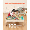 VEVOR Train Table, 84 Multicolor Pieces Wooden Kids Activity Table with Collapsible Storage Bin, 3-in-1 Wooden Train Set for Gaming, Drawing, Reading, Eating, Creative Toy Set for Kids Ages 3+