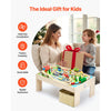VEVOR Train Table, 84 Multicolor Pieces Wooden Kids Activity Table with Collapsible Storage Bin, 3-in-1 Wooden Train Set for Gaming, Drawing, Reading, Eating, Creative Toy Set for Kids Ages 3+