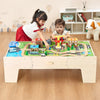 VEVOR Train Table, 62 Multicolor Pieces Wooden Kids Activity Table with Large Storage Drawer, 3-in-1 Wooden Train Set for Playing, Drawing, Reading, Eating, Creative Toy Set for Kids Ages 3+