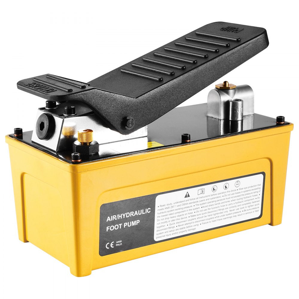 VEVOR 10,000PSI Air Hydraulic Pump, 0.42 Gal Reservoir, NPT 3/8 In Oil Outlet, NPT 1/4 In Inlet, Aluminum Shell Air Actuated Treadle Foot Pump, for Automobile Repair Frame Machine & Hydraulic Press