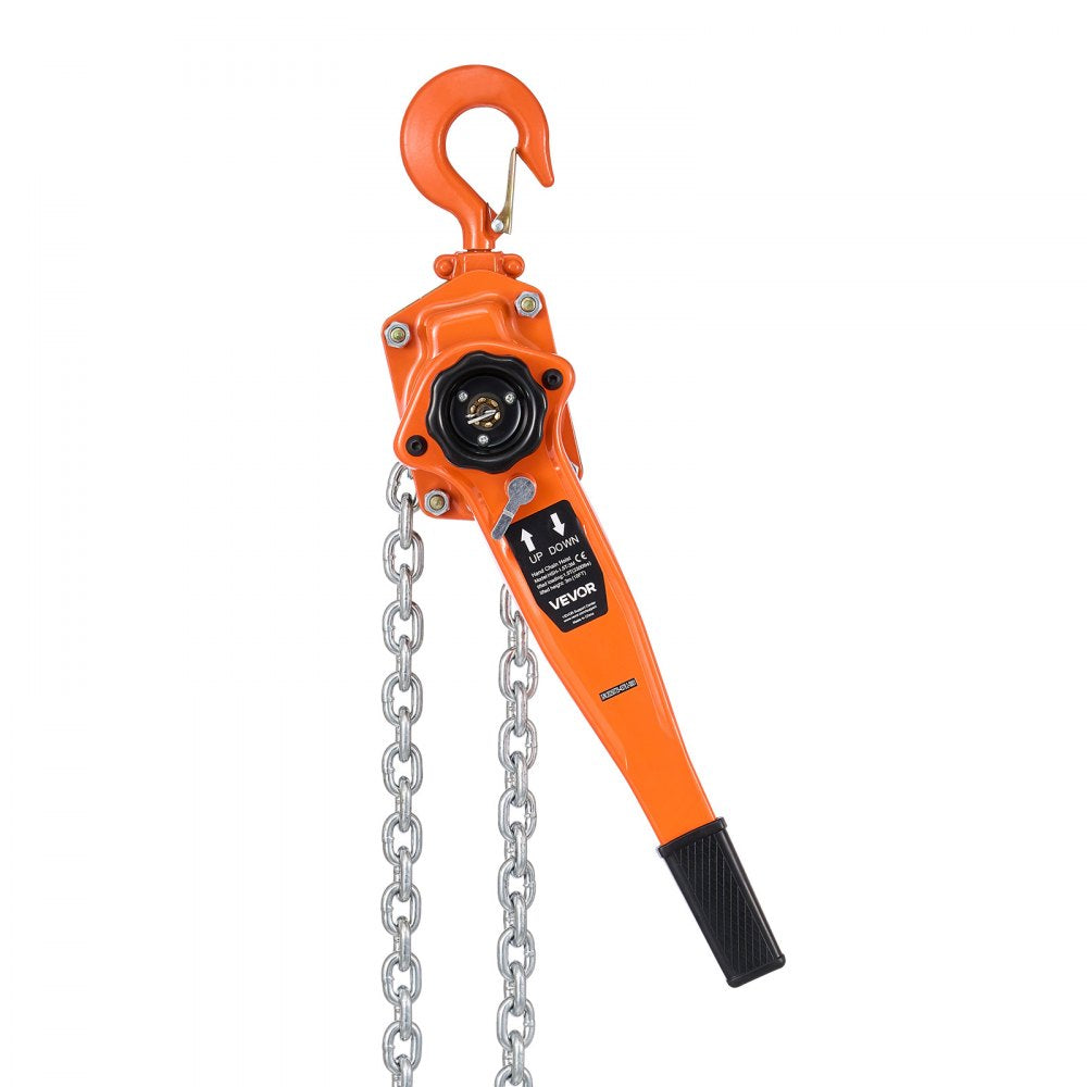VEVOR Manual Lever Chain Hoist, 1-1/2T 3300LBS Capacity Heavy Duty Come Along, 20FT Lift G80 Alloy Steel Chain With Dual Pawl Mechanical Brake,360°Rotating Hooks, for Warehouse Construction Garage