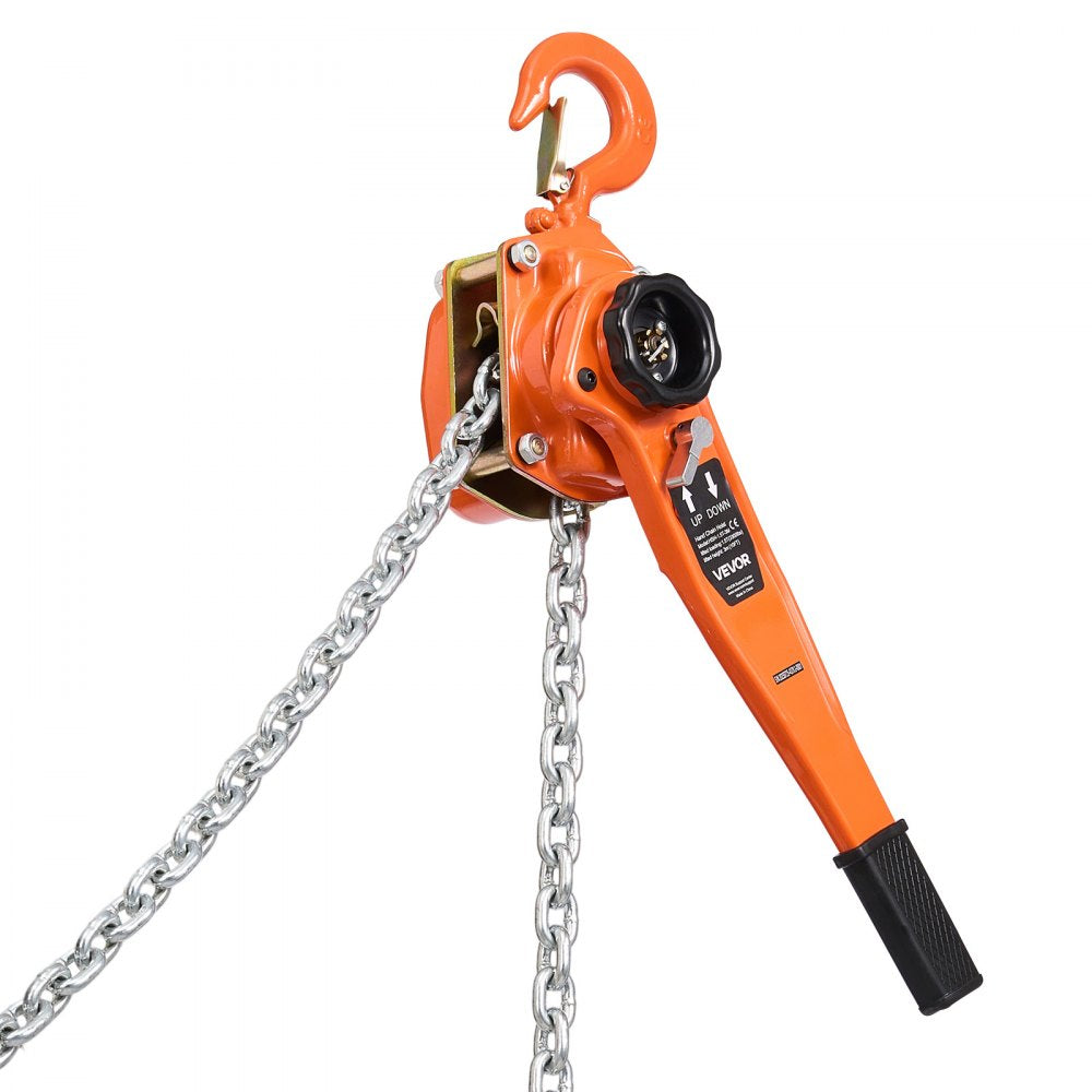 VEVOR Manual Lever Chain Hoist, 1-1/2T 3300LBS Capacity Heavy Duty Come Along, 20FT Lift G80 Alloy Steel Chain With Dual Pawl Mechanical Brake,360°Rotating Hooks, for Warehouse Construction Garage