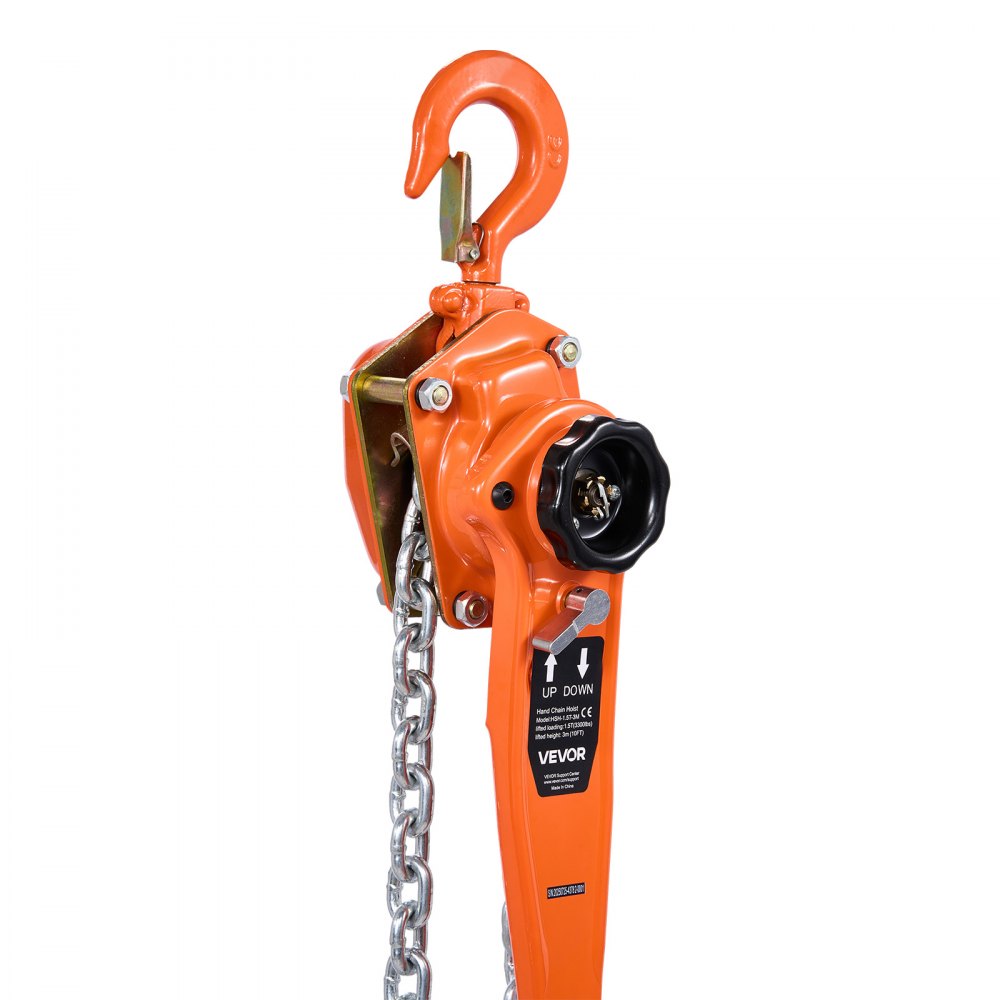 VEVOR Manual Lever Chain Hoist, 1-1/2T 3300LBS Capacity Heavy Duty Come Along, 20FT Lift G80 Alloy Steel Chain With Dual Pawl Mechanical Brake,360°Rotating Hooks, for Warehouse Construction Garage