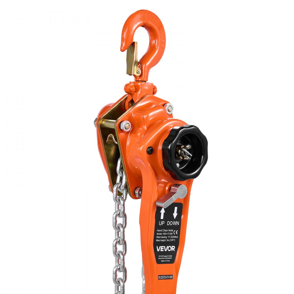 VEVOR Manual Lever Chain Hoist, 1T 2200LBS Capacity Heavy Duty Come Along, 10FT Lift G80 Alloy Steel Chain With Dual Pawl Mechanical Brake,360°Rotating Hooks, for Warehouse Construction Garage