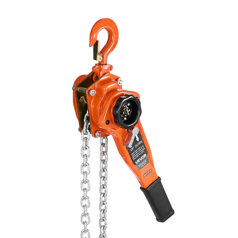 VEVOR Manual Lever Chain Hoist, 1T 2200LBS Capacity Heavy Duty Come Along, 10FT Lift G80 Alloy Steel Chain With Dual Pawl Mechanical Brake,360°Rotating Hooks, for Warehouse Construction Garage