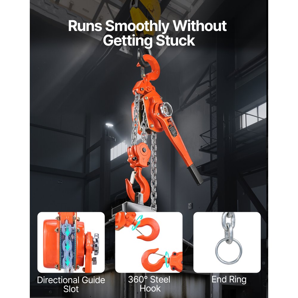 VEVOR Manual Lever Chain Hoist, 6T 13200LBS Capacity Heavy Duty Come Along, 20FT Lift G80 Alloy Steel Chain With Dual Pawl Mechanical Brake,360°Rotating Hooks, for Warehouse Construction Garage