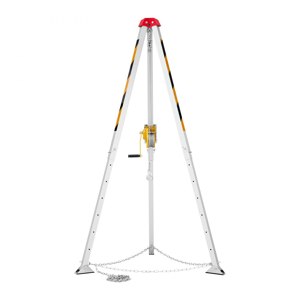 VEVOR Confined Space Tripod Kit, Heavy Duty Rescue Tripod Lifting Hoist 1200 lbs Winch, 4.1 ft Adjustable Legs, 98.5 ft Cable Portable Kit, 32.8 ft Fall Protection, 4.40-7.05 ft Working Height