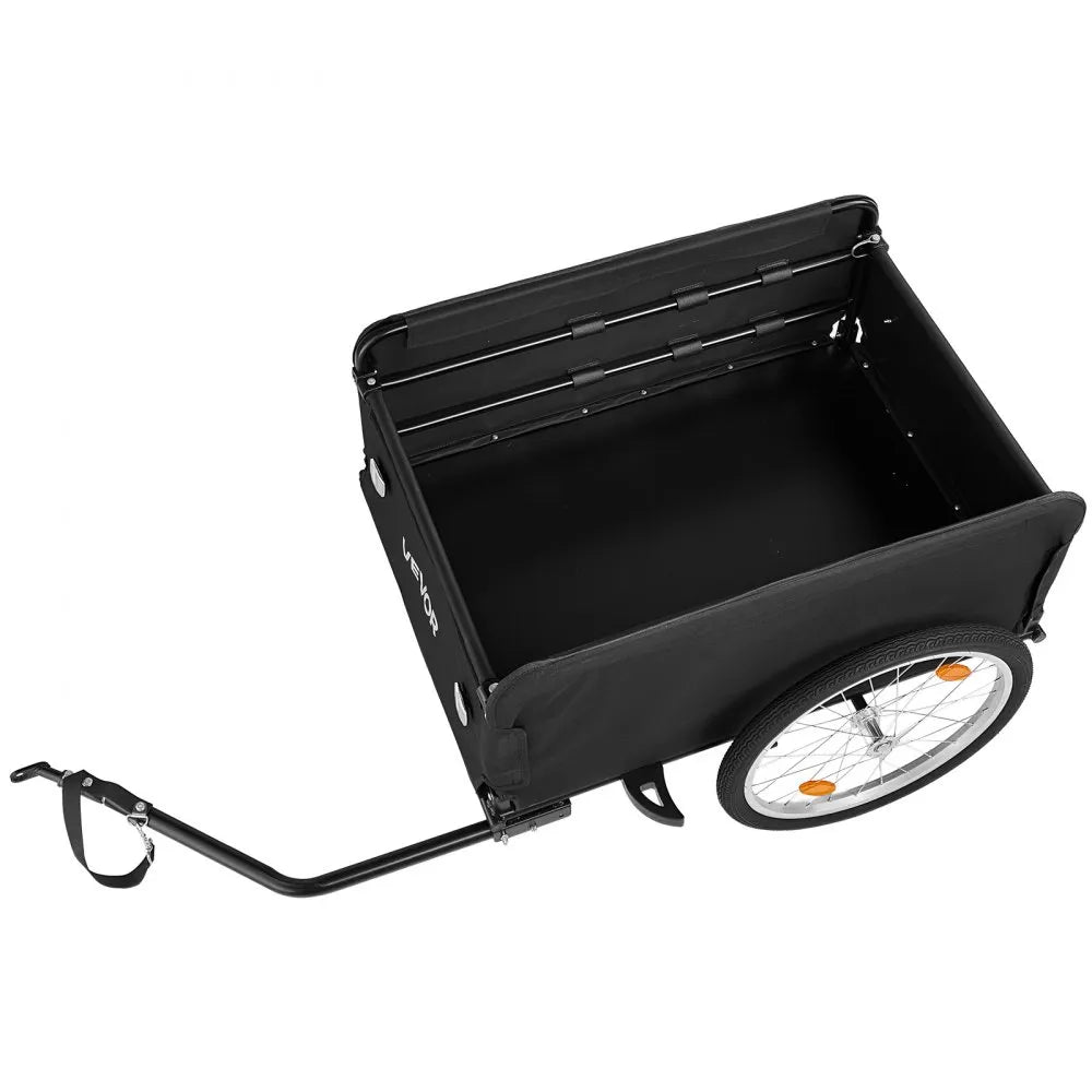 VEVOR Bike Cargo Trailer 130 lbs Load Heavy-Duty Bicycle Wagon Cart Folding, Foldable Compact Storage with Waterproof Cover, 20-Inch Wheels, Reflectors, Carbon Steel Frame, Fits 22-28 in Bike Wheels