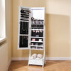 VEVOR Mirror Jewelry Cabinet, Standing Mirror with Storage, Lockable Jewelry Mirror Organizer with Full Length Mirror, Velvet Lining, Interior LED Light, Drawer, Freestanding Jewelry Armoire, White
