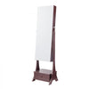 VEVOR Mirror Jewelry Cabinet, Standing Mirror with Storage, Lockable Jewelry Mirror Organizer with Full Length Mirror, Velvet Lining, Interior LED Light, Drawer, Freestanding Jewelry Armoire, Brown