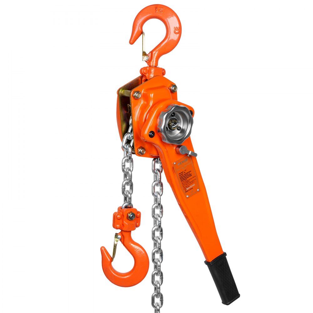 VEVOR Manual Lever Chain Hoist, 1-1/2 Ton 3300 lbs Capacity 20 FT Come Along, G80 Galvanized Carbon Steel with Weston Double-Pawl Brake,Auto Chain Leading & 360° Rotation Hook, for Garage Factory Dock