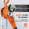 VEVOR Hand-Operated Chain Lift, 1650 lbs Load, 5ft Length, G80 Zinc-Coated Steel, Dual-Pawl Brake System, Automatic Chain Guide & Swivel Hook, Ideal for Workshops, Warehouses, and Loading Docks