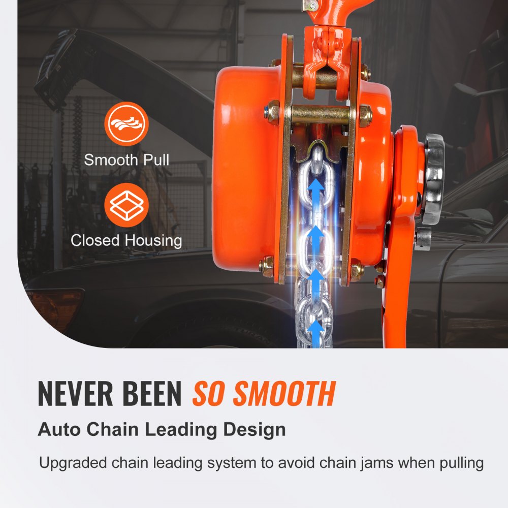 VEVOR Manual Lever Chain Hoist, 3 Ton 6600 lbs Capacity 10 FT Come Along, G80 Galvanized Carbon Steel with Weston Double-Pawl Brake, Auto Chain Leading & 360° Rotation Hook, for Garage Factory Dock