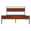 VEVOR King Size Bed Frame, 14 Inch Black Metal Platform Bed Frame with Retro Brown Wooden Headboard and Footboard, Large Under-Bed Storage, Non-Slip Without Noise, No Box Spring Needed, Easy Assembly