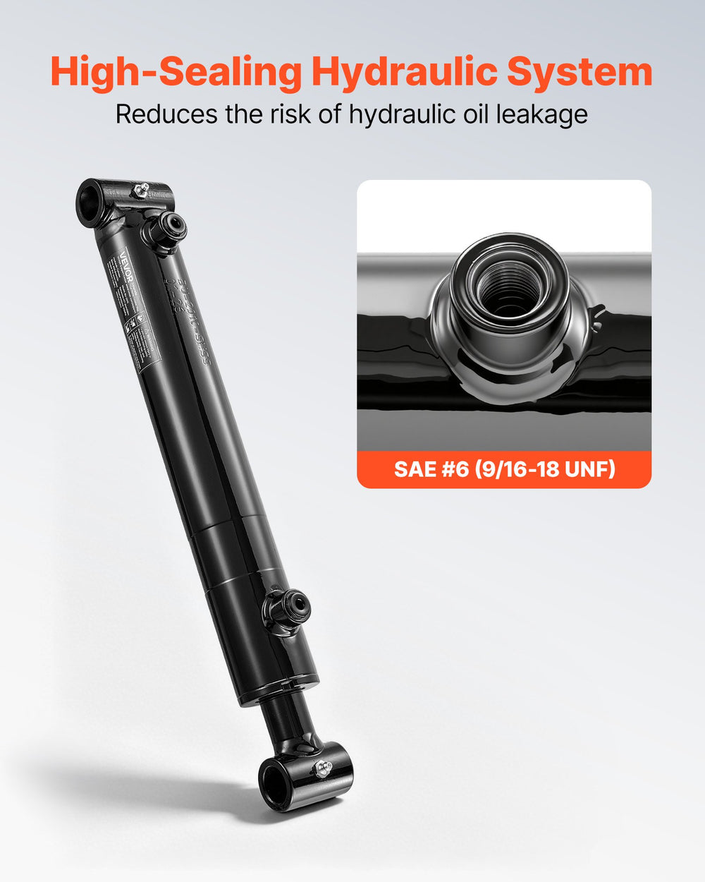 VEVOR Double Acting Hydraulic Cylinder, 2" Bore x 10" Stroke, Max 3500PSI Hydraulic Cylinder, Heavy-Duty Welded Cross Tube Cylinders with 1" Pin Hole & SAE #6 Port for Agricultural Machinery, Tractors