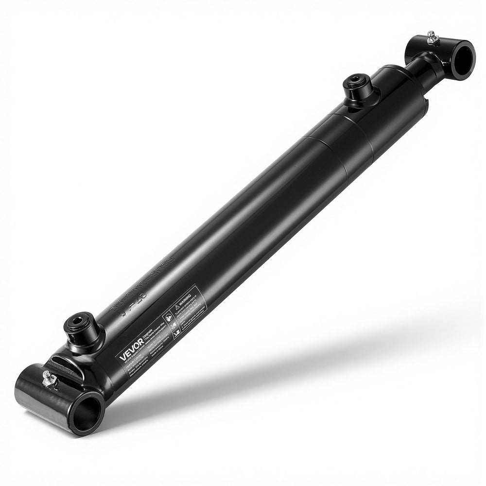 VEVOR Double Acting Hydraulic Cylinder, 2" Bore x 12" Stroke, Max 3500PSI Hydraulic Cylinder, Heavy-Duty Welded Cross Tube Cylinders with 1" Pin Hole & SAE #6 Port for Agricultural Machinery, Tractors