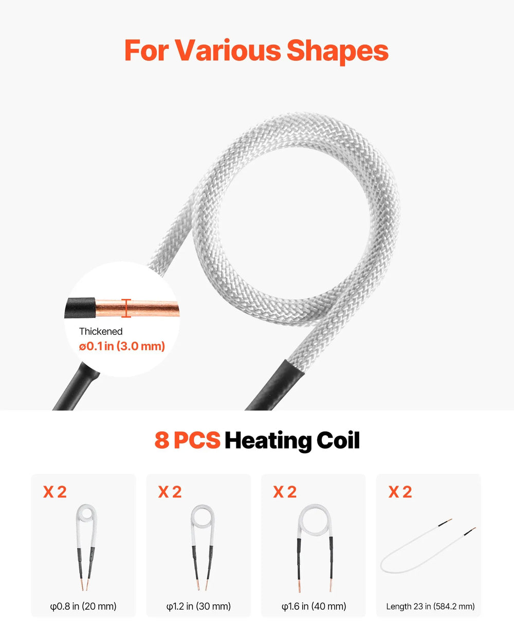 VEVOR Induction Heater - 8 pcs heating coil set (various shapes)