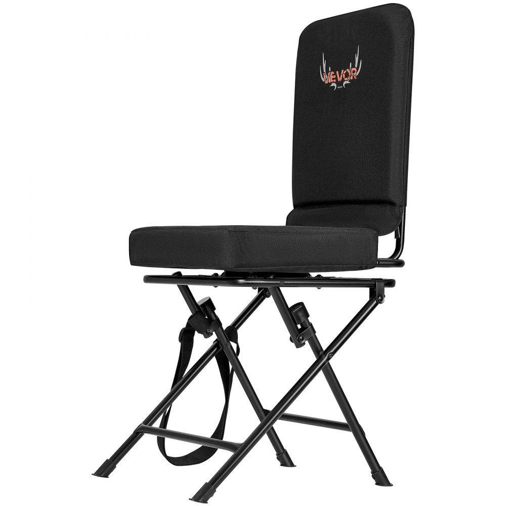 VEVOR Hunting Chair, 360° Silent Swivel, Foldable Lightweight Portable Blind Chair, Heavy-Duty Steel Frame Ground Stool Seat, with Adjustable Shoulder Strap, 300 Lbs Capacity for Fishing, Camping