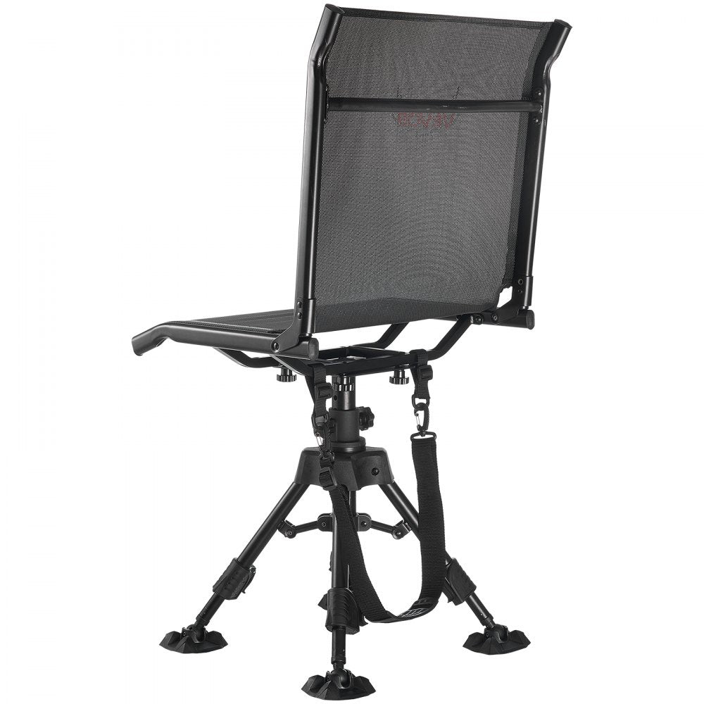VEVOR Hunting Chair, 360° Silent Swivel, Foldable Portable Blind Chair, Heavy-Duty Steel Frame Ground Stool Seat with Anti-Sink Swivel Feet, Height Adjustable, 350 Lbs Capacity for Fishing Camping