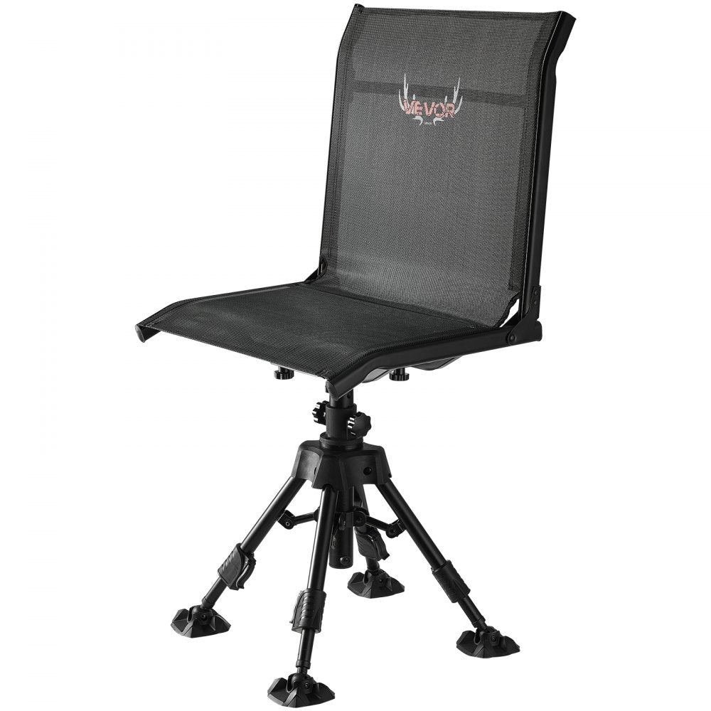 VEVOR Hunting Chair, 360° Silent Swivel, Foldable Portable Blind Chair, Heavy-Duty Steel Frame Ground Stool Seat with Anti-Sink Swivel Feet, Height Adjustable, 350 Lbs Capacity for Fishing Camping