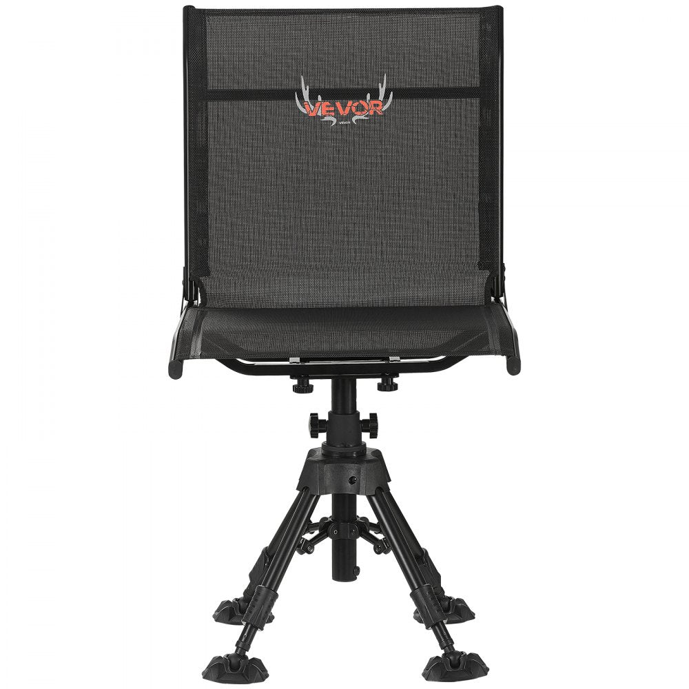 VEVOR Hunting Chair, 360° Silent Swivel, Foldable Portable Blind Chair, Heavy-Duty Steel Frame Ground Stool Seat with Anti-Sink Swivel Feet, Height Adjustable, 350 Lbs Capacity for Fishing Camping