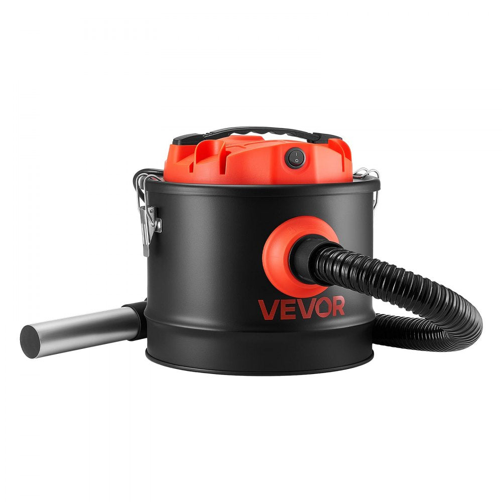 VEVOR Ash Vacuum 2.6 Gallon, 1200W Powerful Fireplace Cleaner Steel Body, for Fireplace, Pellet Stoves, Wood Stoves, Fire Pit, Grills, Double Stage Filtration System, 2.7 FT Hose, Black & Orange