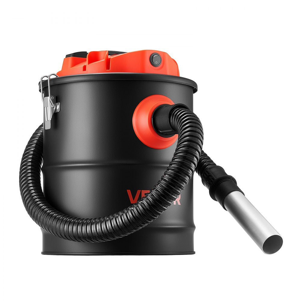 VEVOR Ash Vacuum 4 Gallon, 1200W Powerful Fireplace Cleaner Steel Body, for Fireplaces, Pellet Stoves, Wood Stoves, Fire Pits, Grills, Double Stage Filtration System, 4 FT Hose, Black & Orange