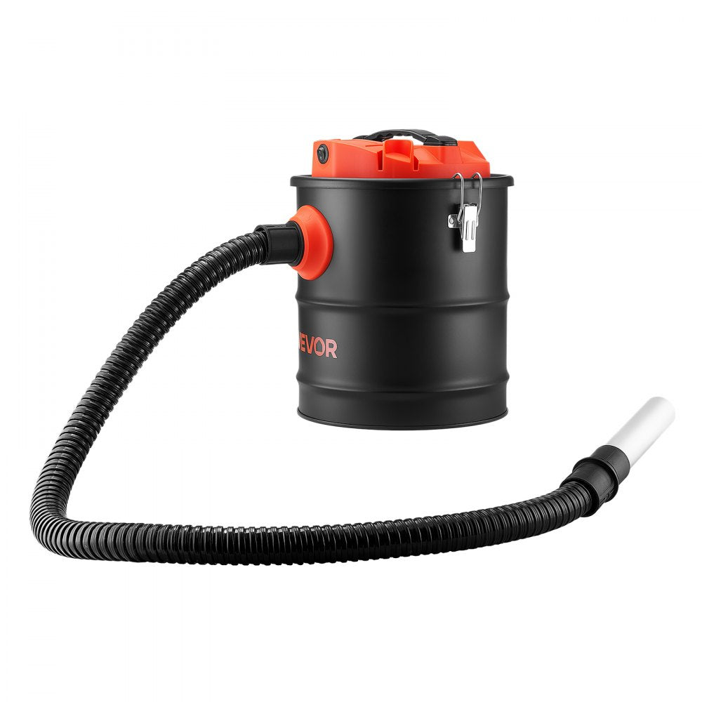 VEVOR Ash Vacuum 4 Gallon, 1200W Powerful Fireplace Cleaner Steel Body, for Fireplaces, Pellet Stoves, Wood Stoves, Fire Pits, Grills, Double Stage Filtration System, 4 FT Hose, Black & Orange