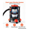 VEVOR Ash Vacuum 6 Gallon, 1200W Powerful Fireplace Cleaner with Casters, for Fireplaces, Pellet Stoves, Wood Stoves, Fire Pits, Grills, Steel Body, Double Stage Filtration, 5 FT Hose, Black & Orange