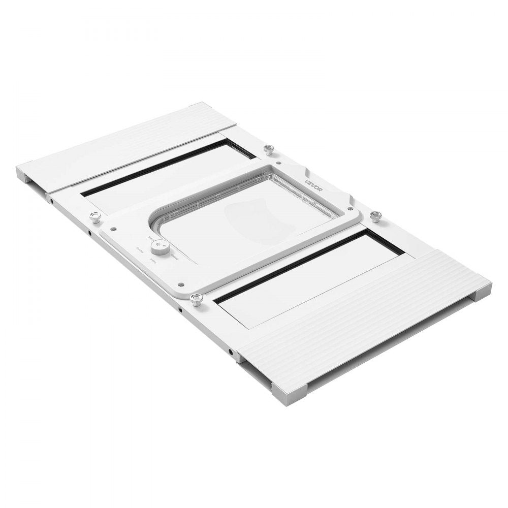 VEVOR Cat Door for Window, Adjustable to Fit Window Width 23"-28", 4 Secure Lock Modes, Aluminum Frame and High-Transparency Glass, Magnetic Closure, Weatherproof Quick-Fit Pet Door for Cats, White