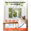 VEVOR Cat Door for Window, Adjustable to Fit Window Width 27"-32", 4 Secure Lock Modes, Aluminum Frame and High-Transparency Glass, Magnetic Closure, Weatherproof Quick-Fit Pet Door for Cats, White