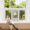 VEVOR Cat Door for Window, Adjustable to Fit Window Width 31"-36", 4 Secure Lock Modes, Aluminum Frame and High-Transparency Glass, Magnetic Closure, Weatherproof Quick-Fit Pet Door for Cats, White
