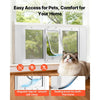 VEVOR Cat Door for Window, Adjustable to Fit Window Width 35"-40", 4 Secure Lock Modes, Aluminum Frame and High-Transparency Glass, Magnetic Closure, Weatherproof Quick-Fit Pet Door for Cats, White