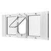 VEVOR Cat Door for Window, Adjustable to Fit Window Width 35"-40", 4 Secure Lock Modes, Aluminum Frame and High-Transparency Glass, Magnetic Closure, Weatherproof Quick-Fit Pet Door for Cats, White