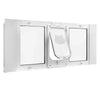 VEVOR Cat Door for Window, Adjustable to Fit Window Width 35"-40", 4 Secure Lock Modes, Aluminum Frame and High-Transparency Glass, Magnetic Closure, Weatherproof Quick-Fit Pet Door for Cats, White